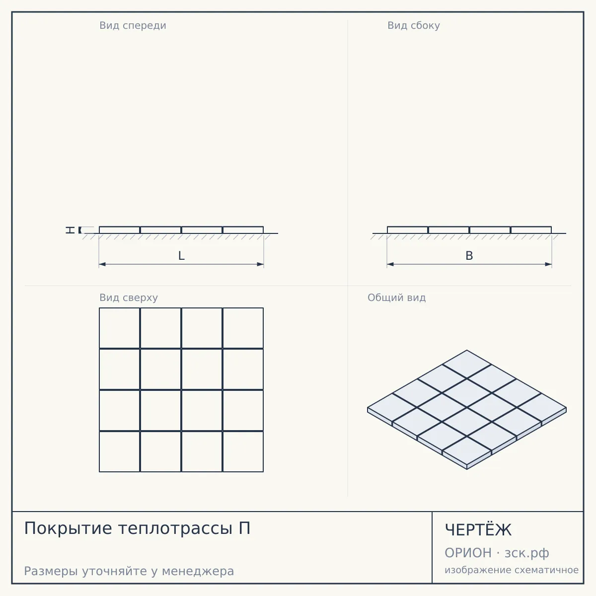 Покрытие теплотрассы П — чертёж